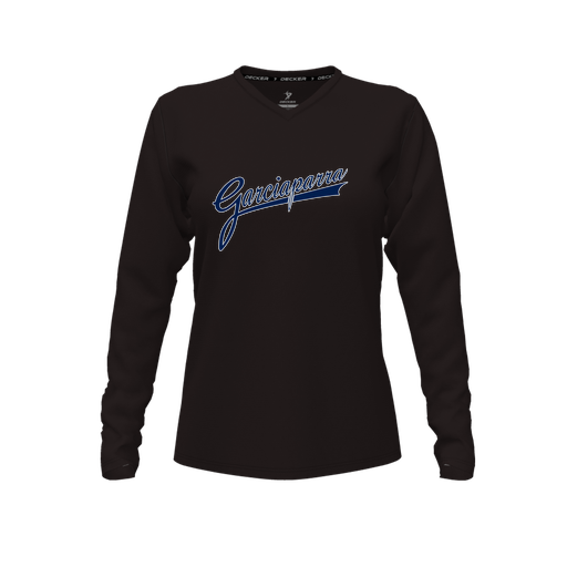 [FTLVCFBK-FYXS-LOGO2] Decker Comfort T-Shirt (Female Youth XS, Black, V Neck, Logo 2, Long Sleeve)