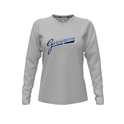 [FTLVCFGY-FYXS-LOGO2] Decker Comfort T-Shirt (Female Youth XS, Gray, V Neck, Logo 2, Long Sleeve)