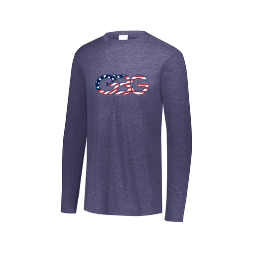 [FTLCUBNV-AXS-LOGO1] Decker Men's Tri-Blend T-Shirt - Long Sleeve (Adult XS, Navy, Logo 1)